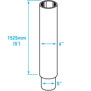 Exhaust Chrome Stack Reducing / Straight / Plain End / 6"-5" x 60"